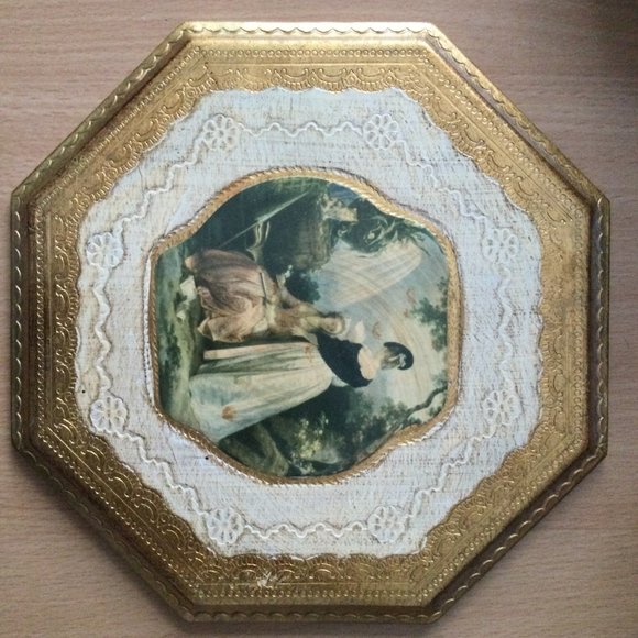 Made in Italy Wall Plaques wall hanging wooden gold trim Octagon shape 20cm wide - Picture 2 of 4